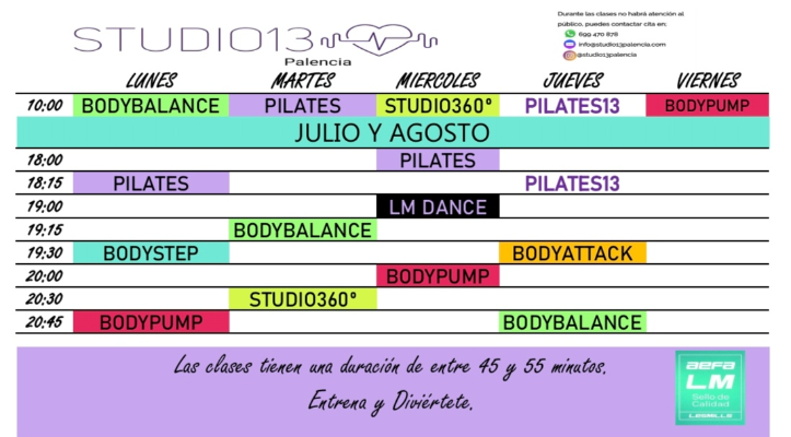 HORARIO JULIO Y AGOSTO 2025