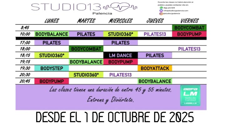HORARIO DESDE 01 OCTUBRE 2025 🫟💥