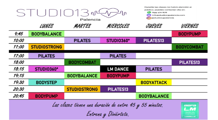 HORARIO DE ACTIVIDADES