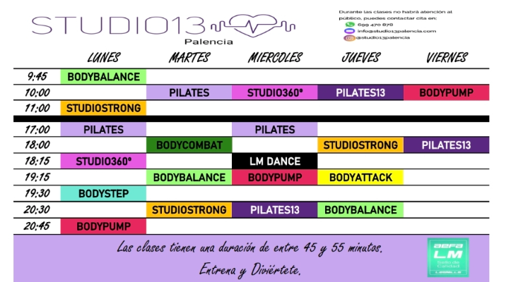 HORARIO DE ACTIVIDADES
